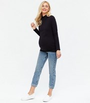 New Look Curves Maternity Blue Acid Wash Over Bump Tori Mom Jeans